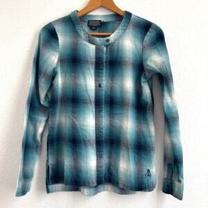 Pendleton Women’s Blue Black Plaid 100% Cotton Button Down Pajama Top Size Small
